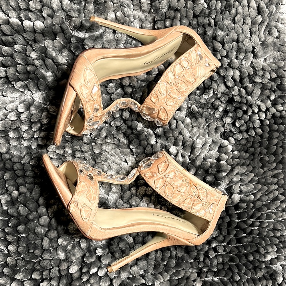 Elizabeth and James Crystal Studded Sandal Heels